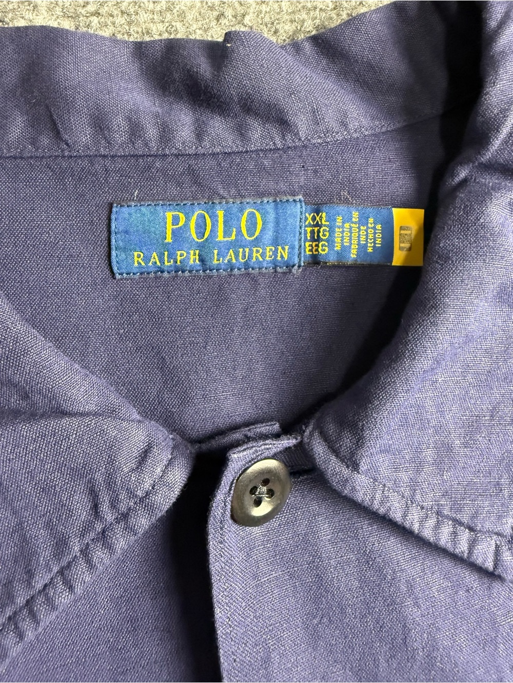 Polo Ralph Lauren Mens XXL NWT Logo-Embroidered Navy Linen-Cotton Overshirt - Picture 5 of 11